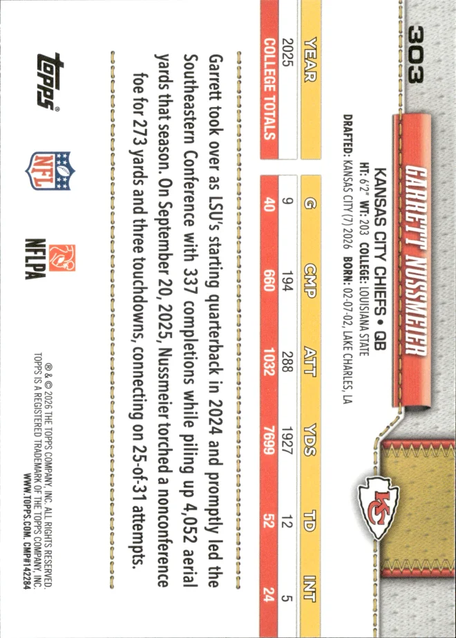 Garrett Nussmeier card back