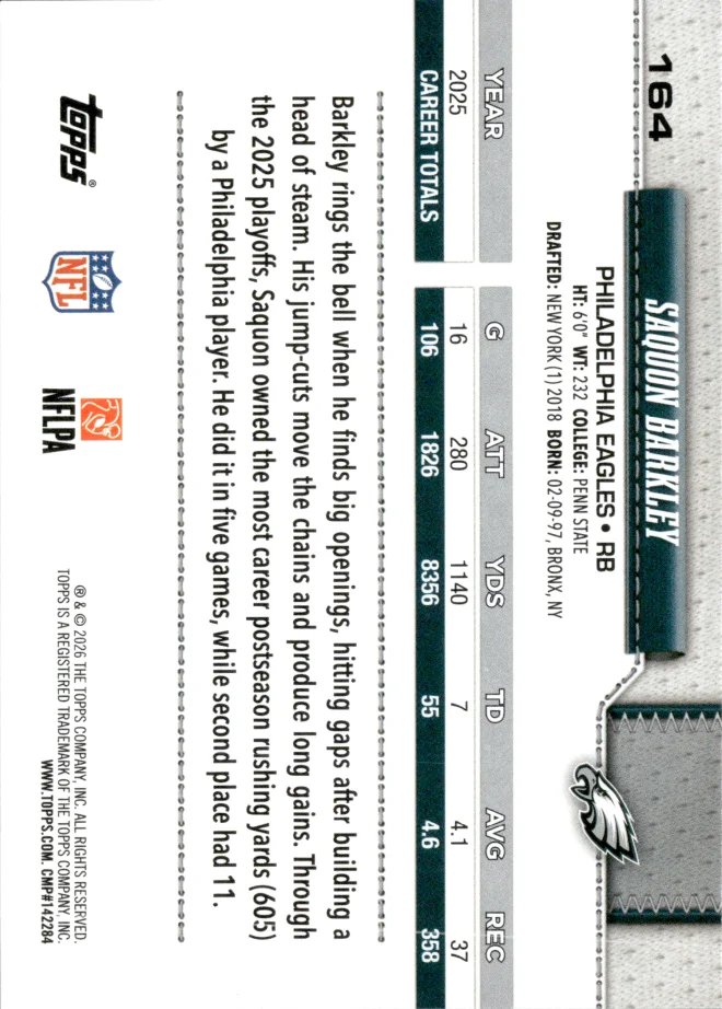 Saquon Barkley card back