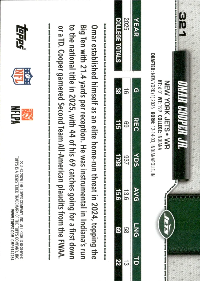 Omar Cooper Jr. card back