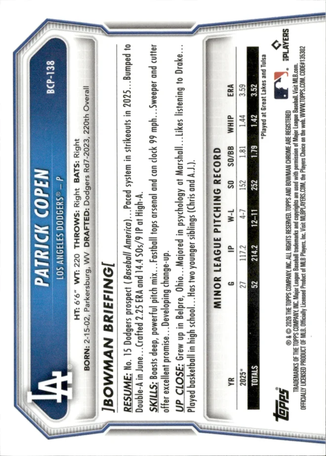Patrick Copen card back