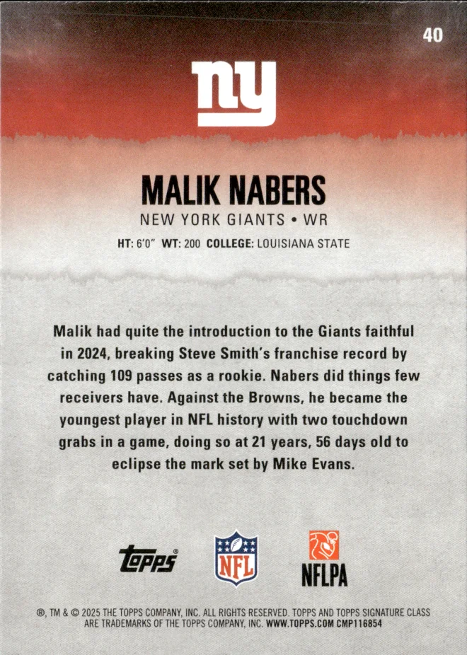Malik Nabers card back