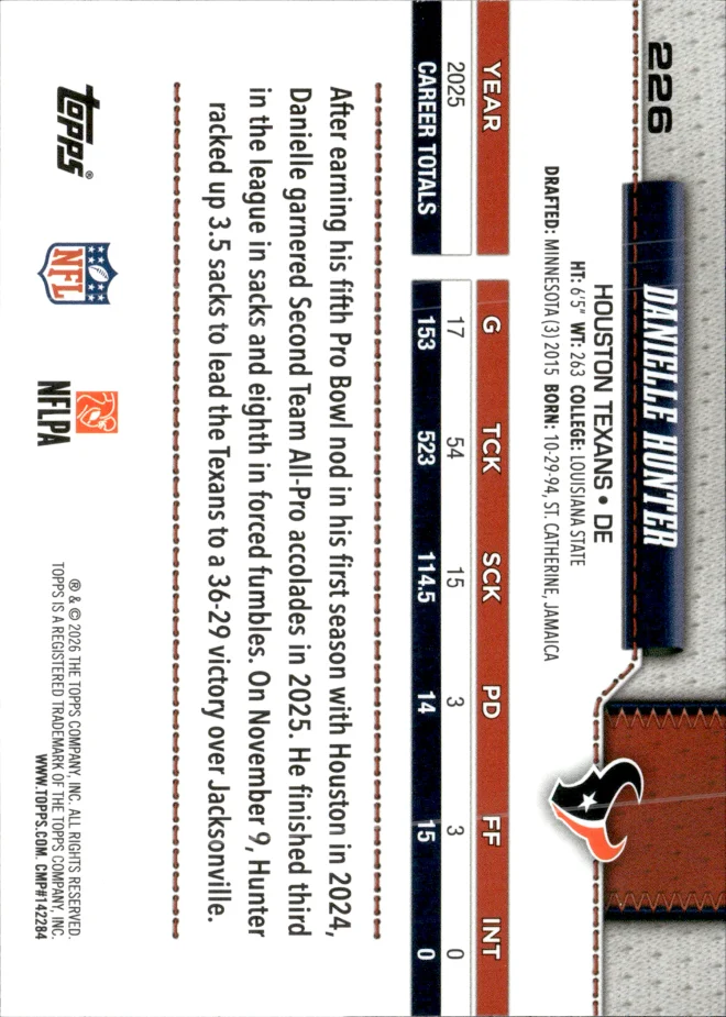 Danielle Hunter card back