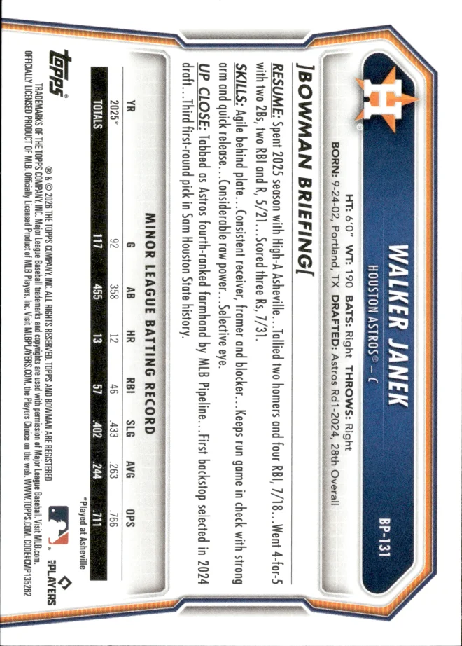 Walker Janek card back