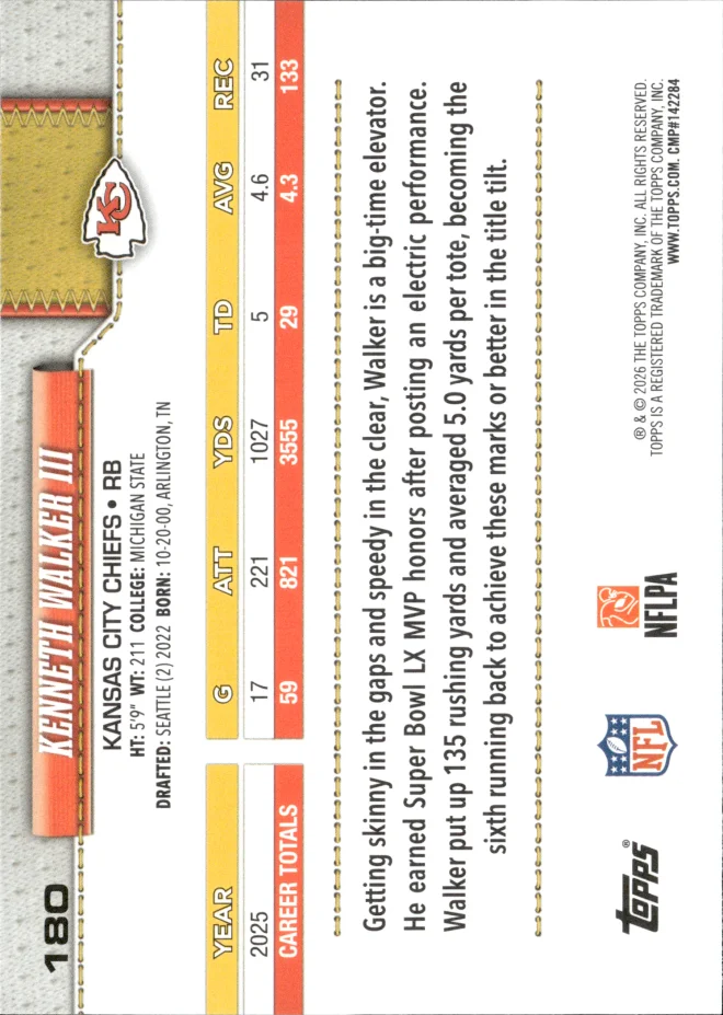Kenneth Walker III card back