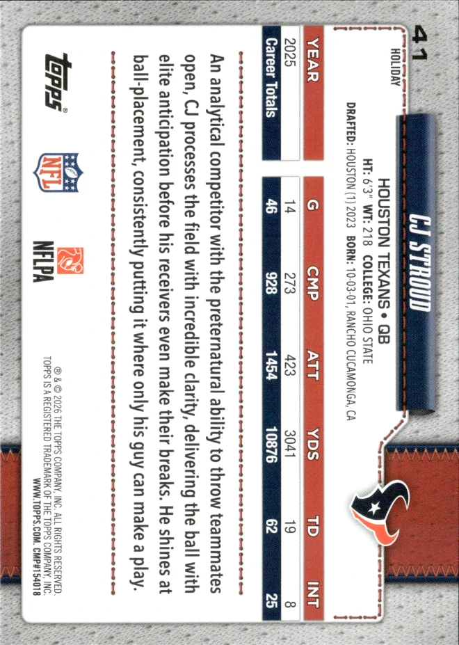 CJ Stroud card back