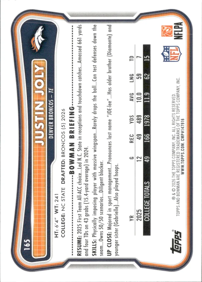 Justin Joly card back
