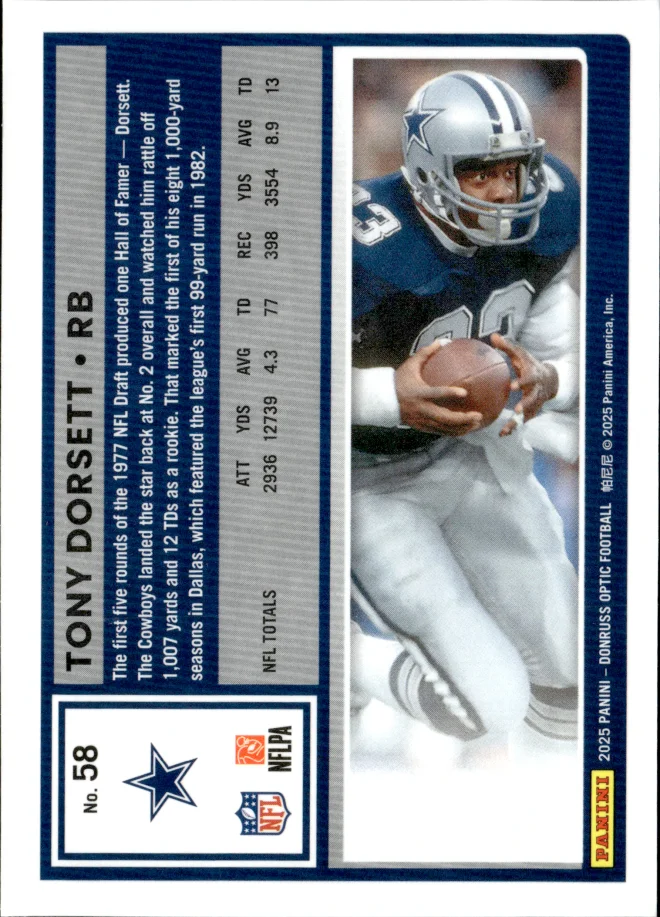 Tony Dorsett card back