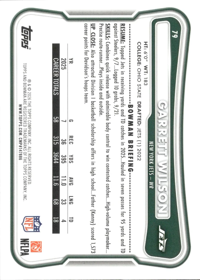 Garrett Wilson card back