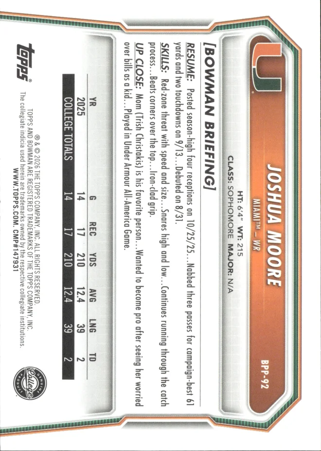 Joshua Moore card back