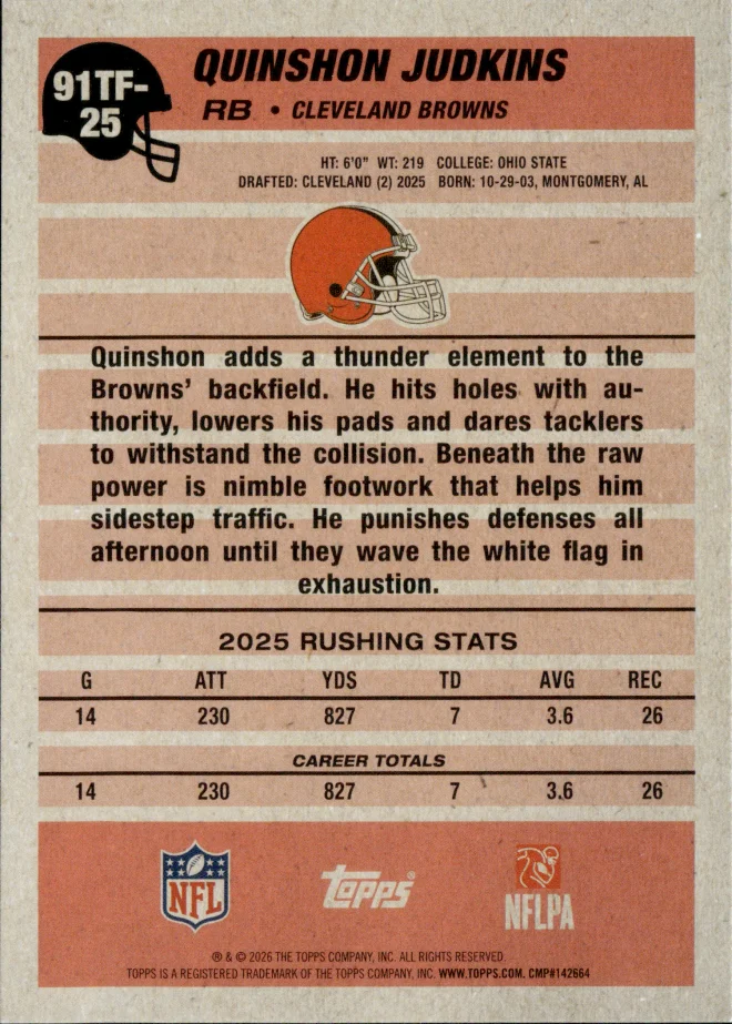 Quinshon Judkins card back