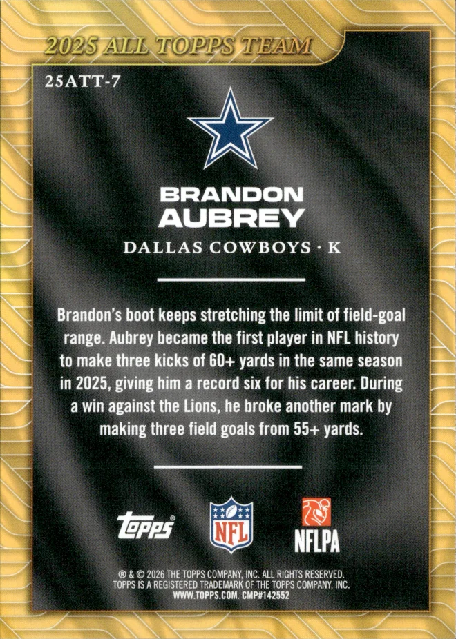Brandon Aubrey card back