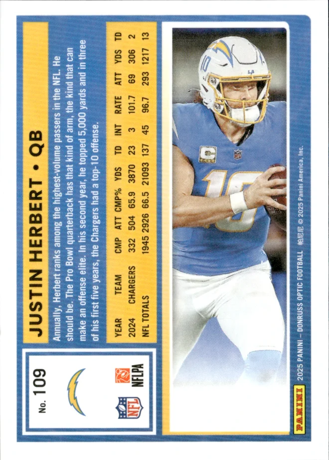 Justin Herbert card back