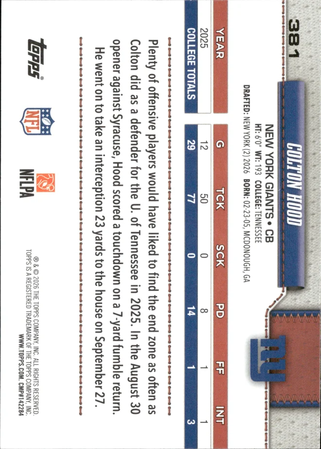 Colton Hood card back