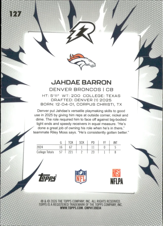 Jahdae Barron card back