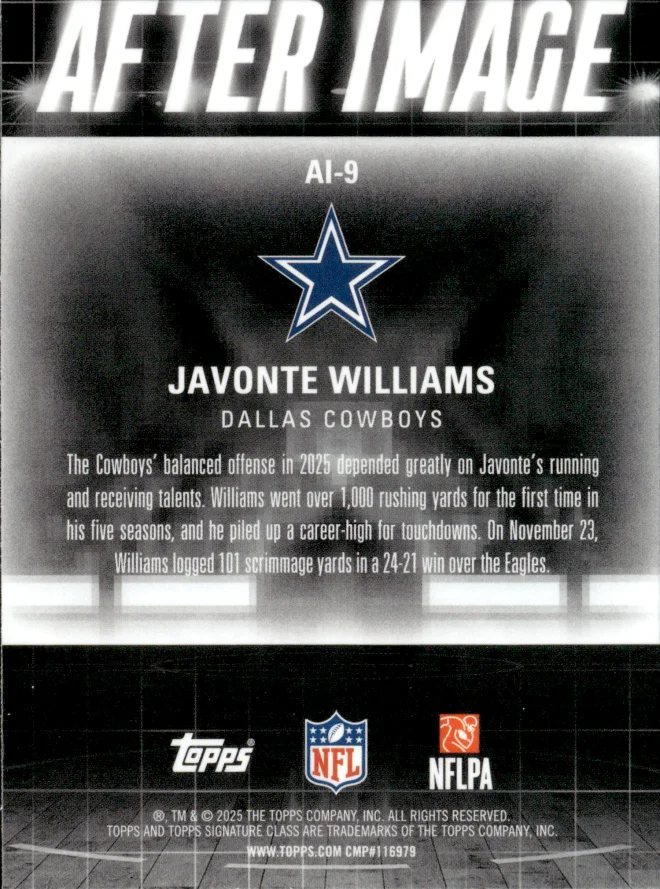 Javonte Williams card back