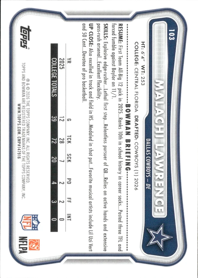 Malachi Lawrence card back
