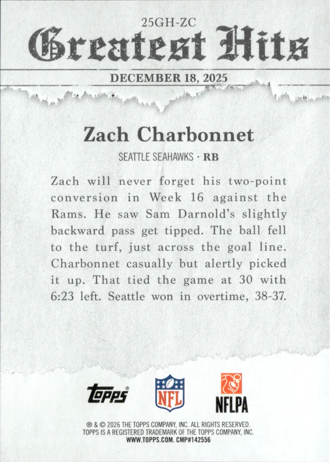 Zach Charbonnet card back