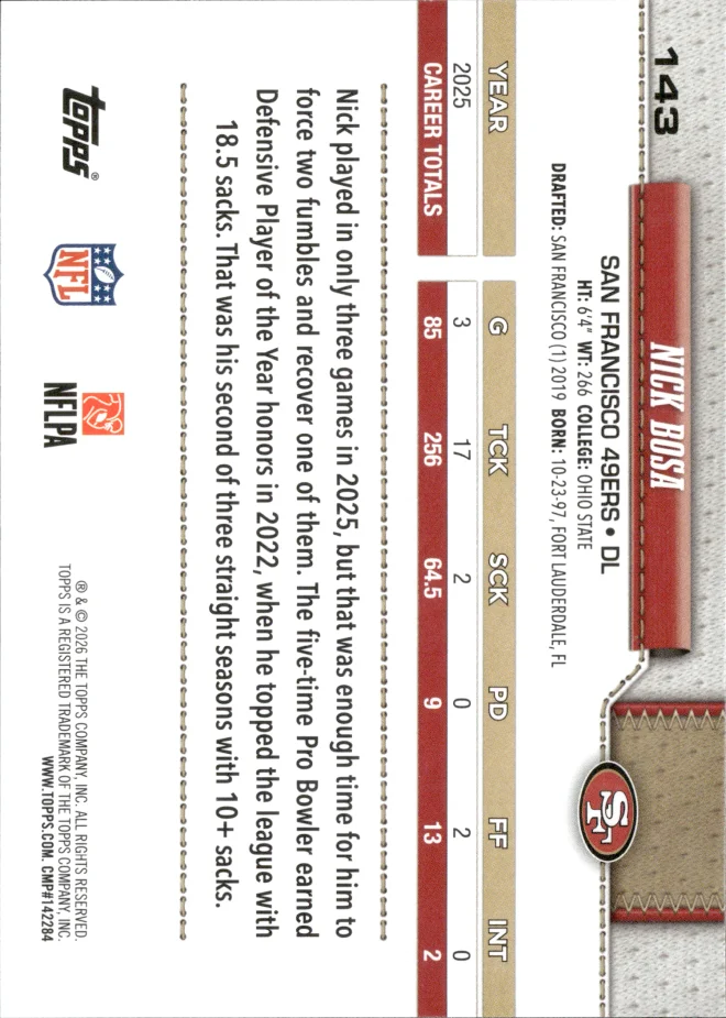 Nick Bosa card back