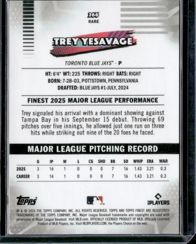 Trey Yesavage card back