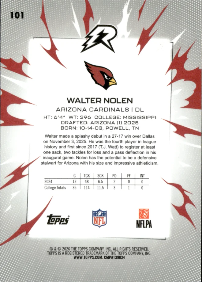 Walter Nolen card back