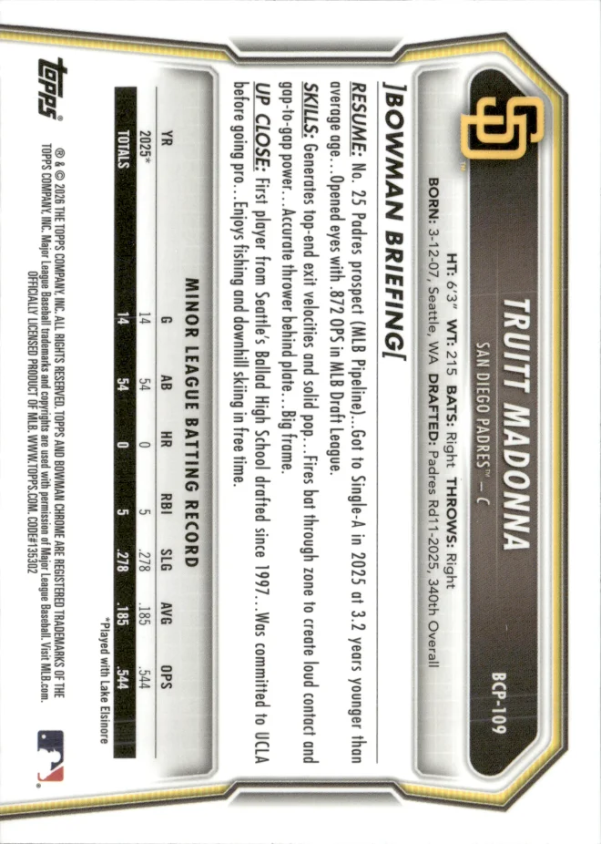 Truitt Madonna card back