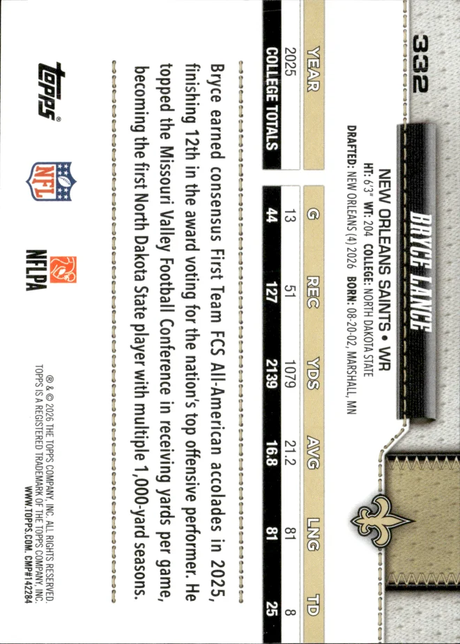 Bryce Lance card back