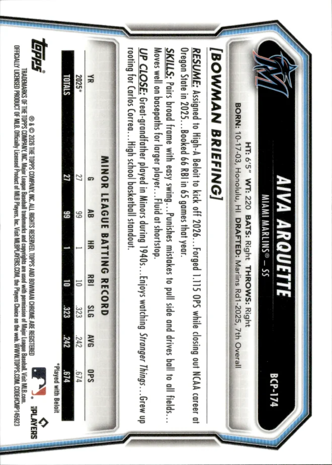 Aiva Arquette card back