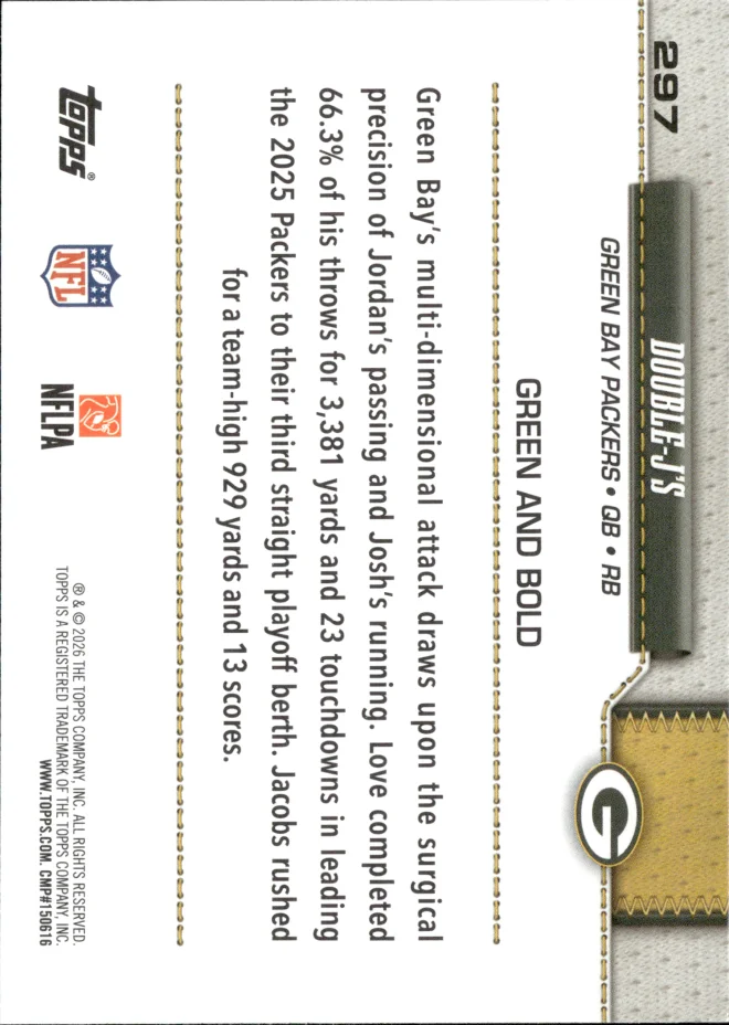 Jordan Love / Josh Jacobs card back