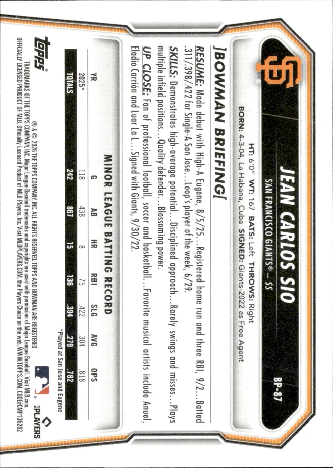 Jean Carlos Sio card back