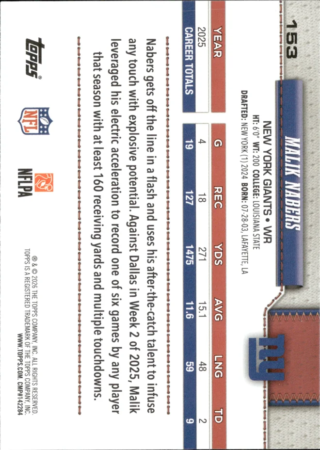Malik Nabers card back