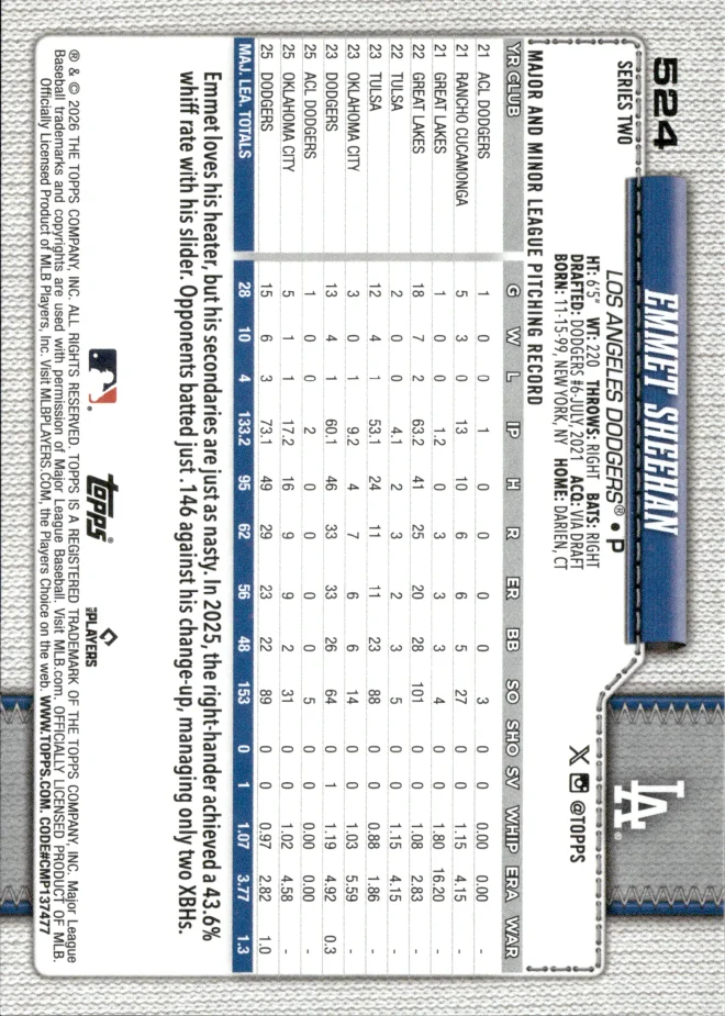 Emmet Sheehan card back