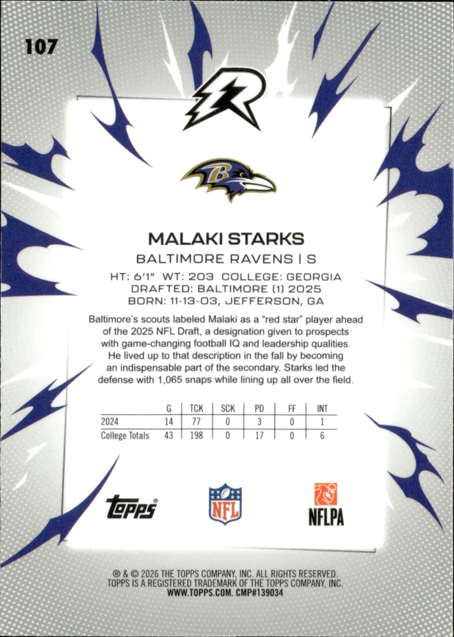 Malaki Starks card back