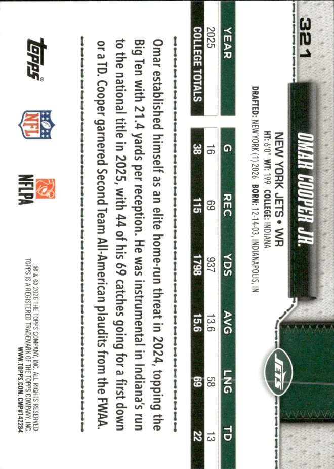 Omar Cooper Jr. card back