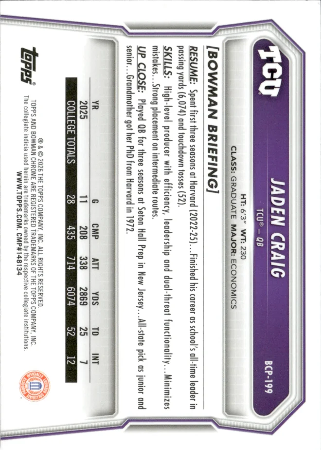 Jaden Craig card back