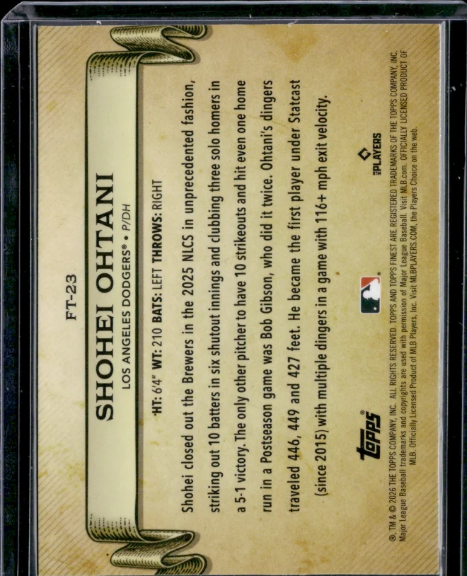 Shohei Ohtani card back