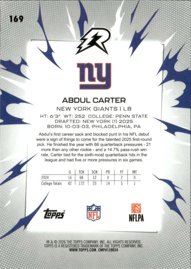Abdul Carter card back