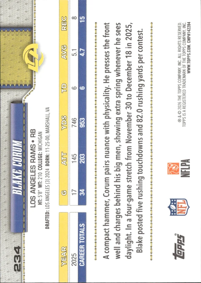 Blake Corum card back