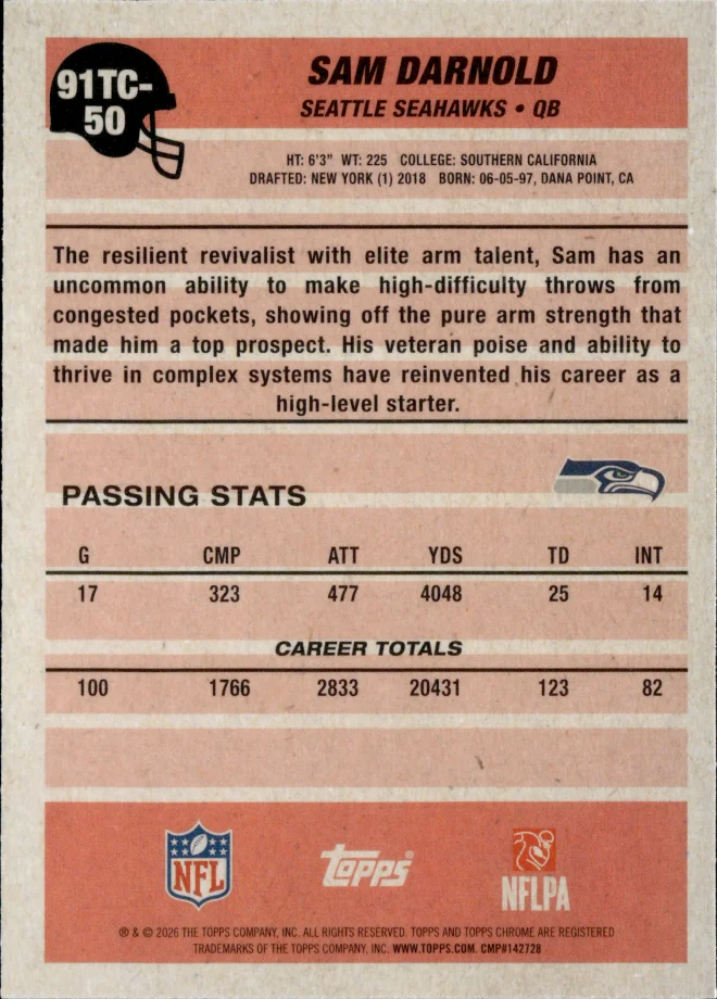Sam Darnold card back