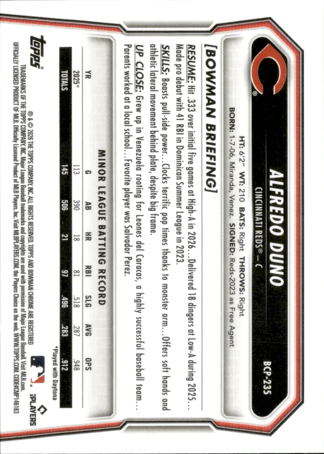 Alfredo Duno card back