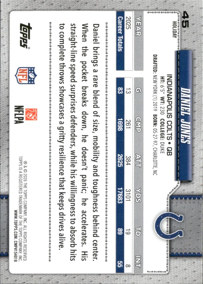Daniel Jones card back