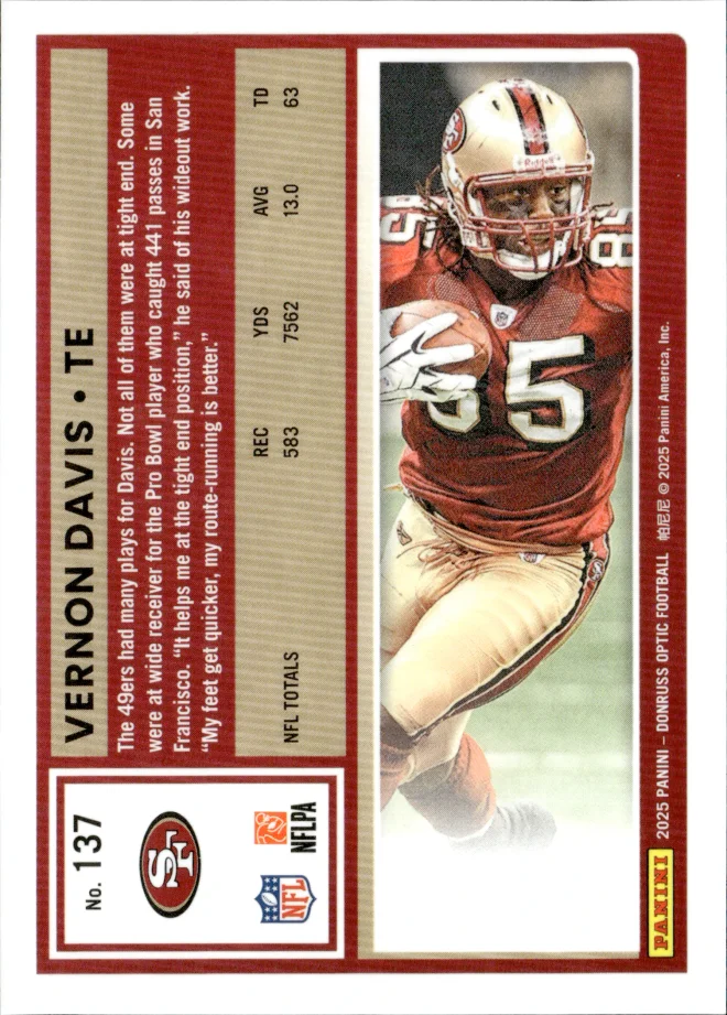 Vernon Davis card back