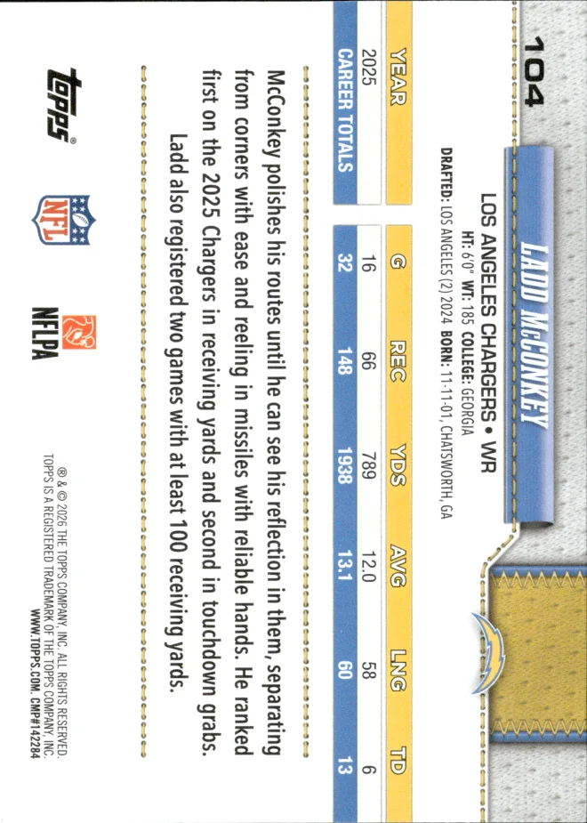 Ladd McConkey card back