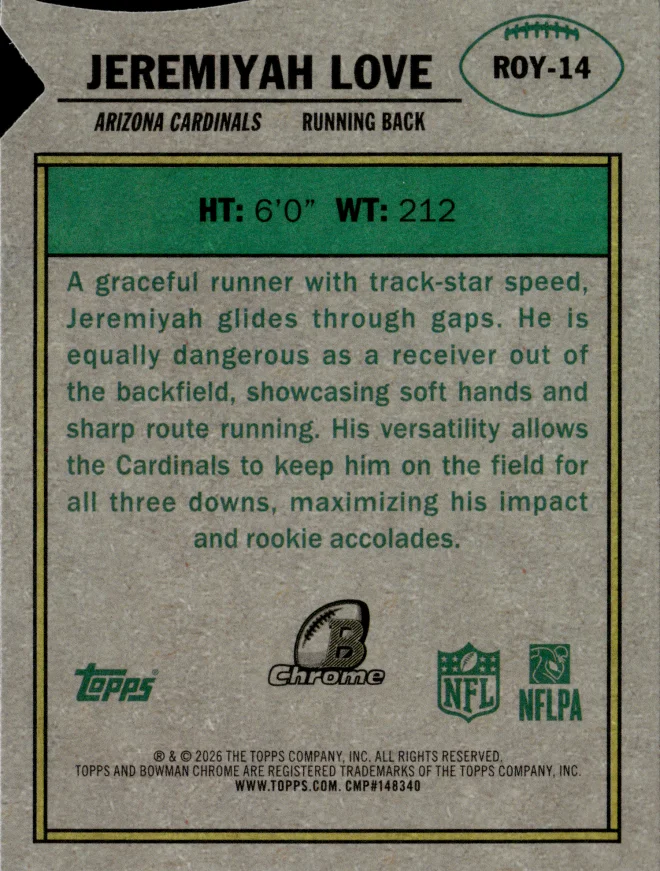 Jeremiyah Love card back