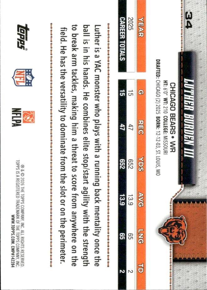 Luther Burden III card back