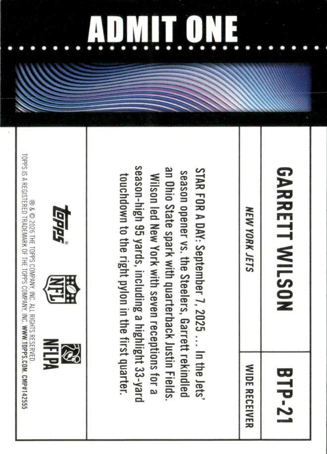 Garrett Wilson card back