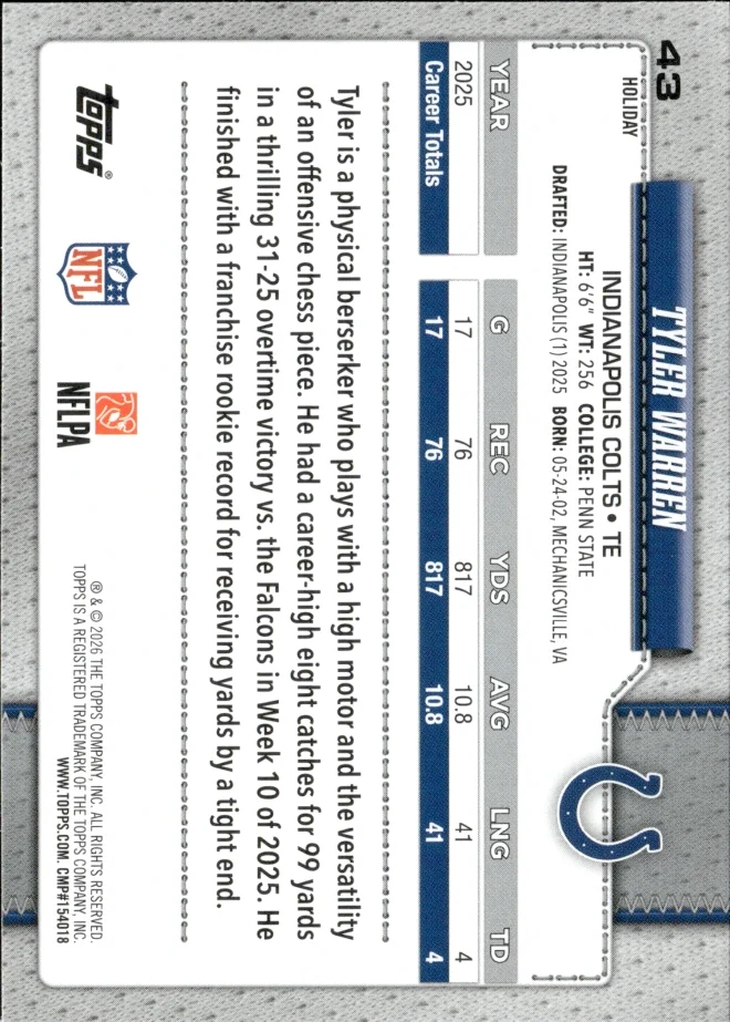 Tyler Warren card back