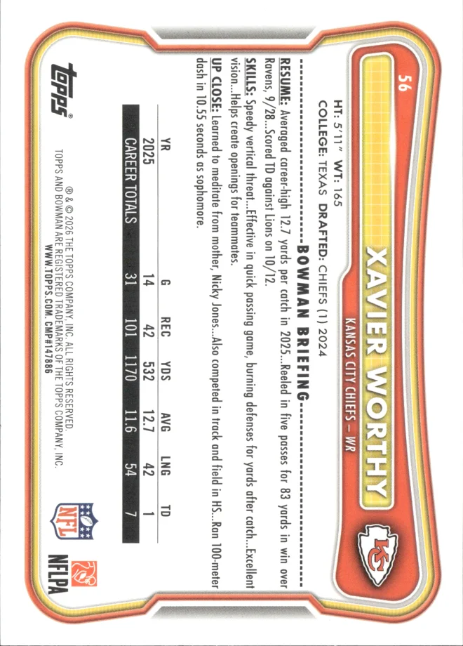 Xavier Worthy card back