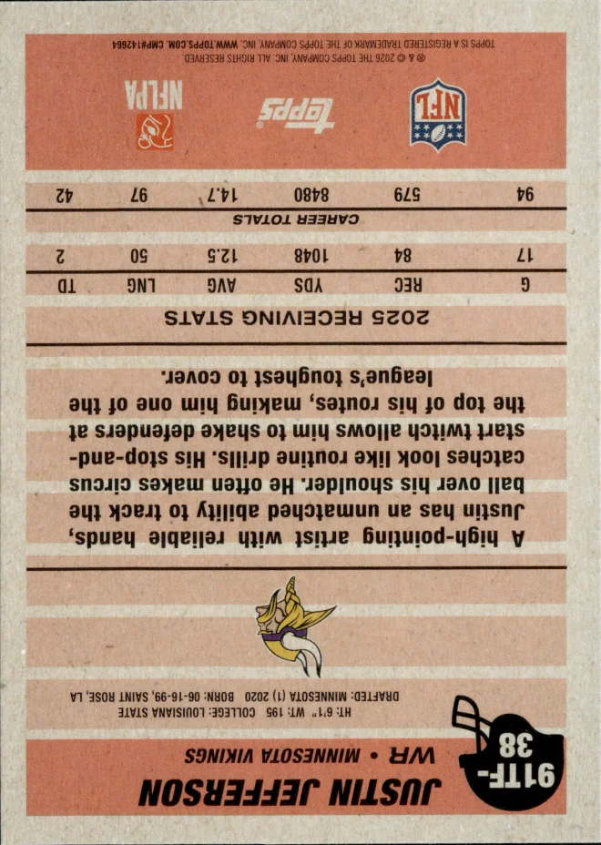 Justin Jefferson card back