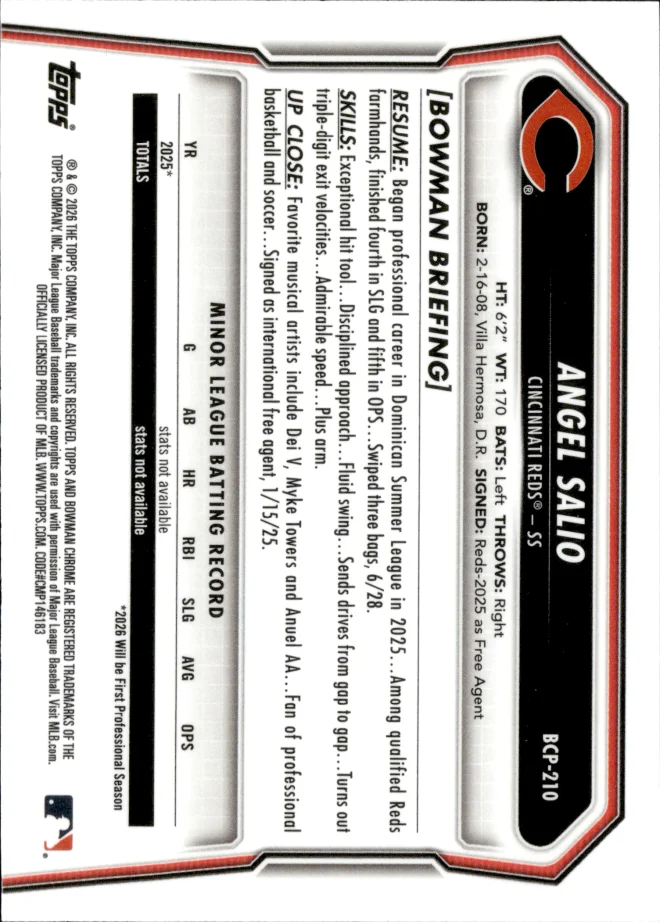 Angel Salio card back