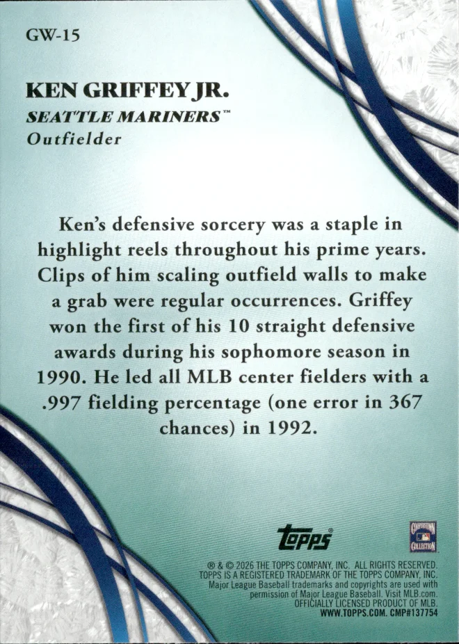 Ken Griffey Jr. card back